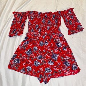 American Eagle off the shoulder floral romper